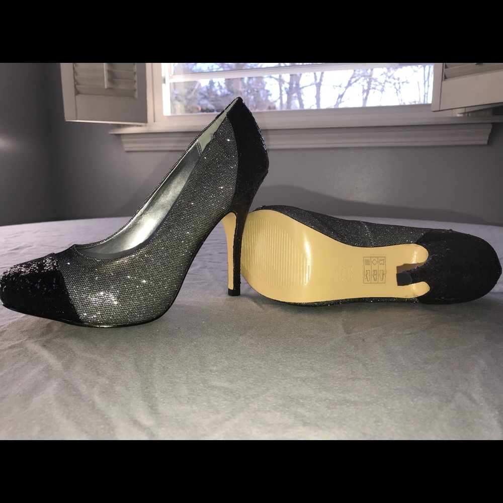 Dazzling silver and black heels.